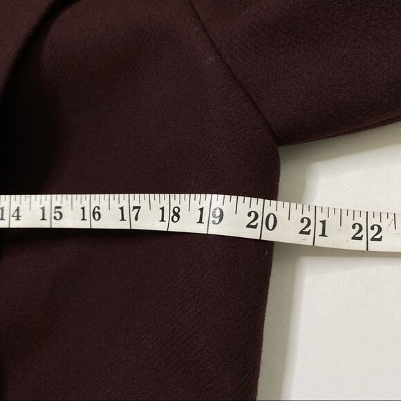Theory Cafe Nest Virgin Wool Blend Double Breasted Coat Jacket Burgundy Size P/S - Picture 7 of 8